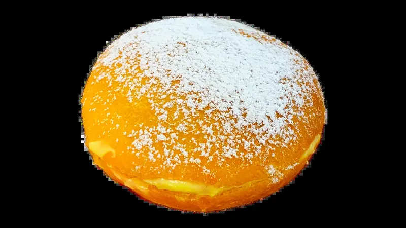 Bola de Berlín dusted with powdered sugar