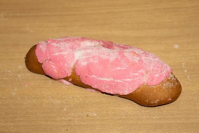 Borrego with pink strawberry topping