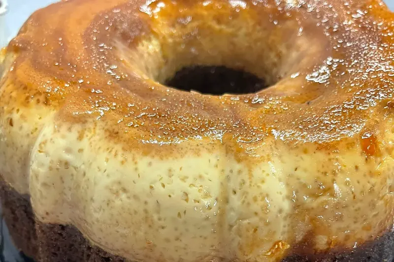 Chocoflan with caramel on top